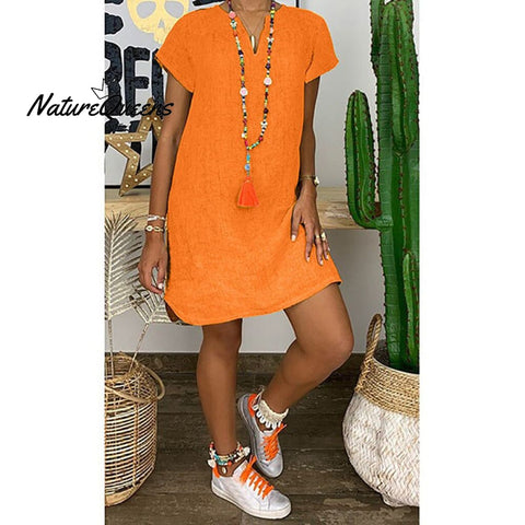 Mabel - Casual Dress | 50% Discount! Orange / S