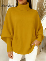 Women's fashionable casual solid-color high-neck sweater