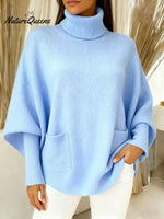 Women's fashionable casual solid-color high-neck sweater