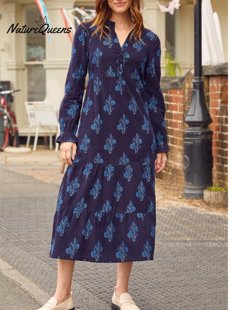 Women's V-neck Solid Color Multi-layered Hem Dress