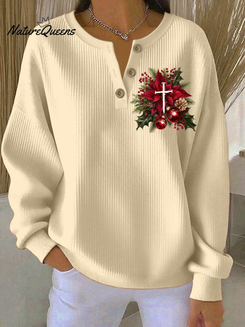 Women's Casual Retro Christmas Textured Knitted Top