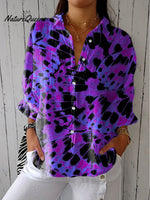 Women's Fantasy Butterfly Wings Art Print Casual Linen V-neck Shirt