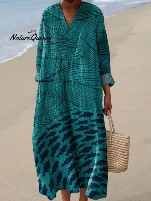 Women's Ocean and Fish Art Print Dress