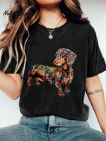 Women's Dachshund Print Casual T-shirt