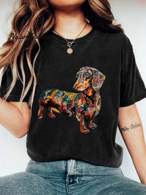 Women's Dachshund Print Casual T-shirt