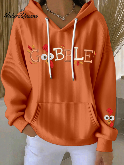 Women's Thanksgiving Print Casual Hooded Sweatshirt