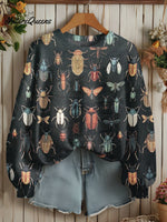 Women's Vintage boho beetle nature print Sweater