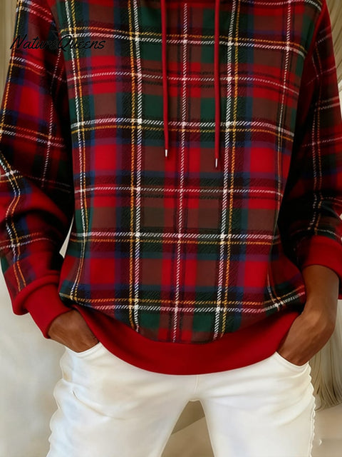 Women's Christmas Plaid Hooded Sweatshirt