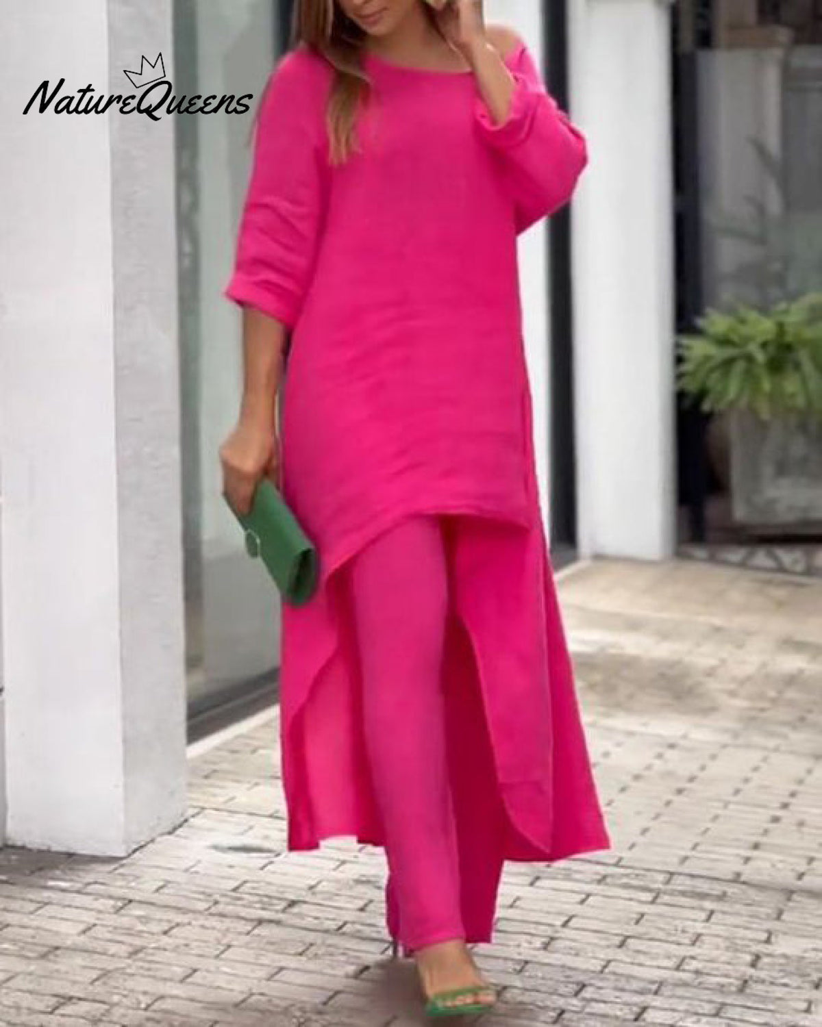 Cotton Linen Casual Suit Rose / S