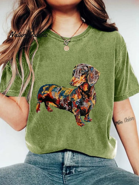 Women's Dachshund Print Casual T-shirt