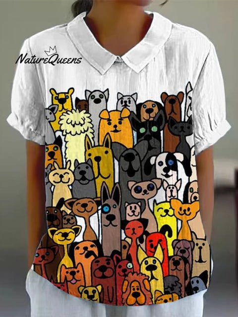 Women's Dogs Print Dog Lovers Casual Shirt