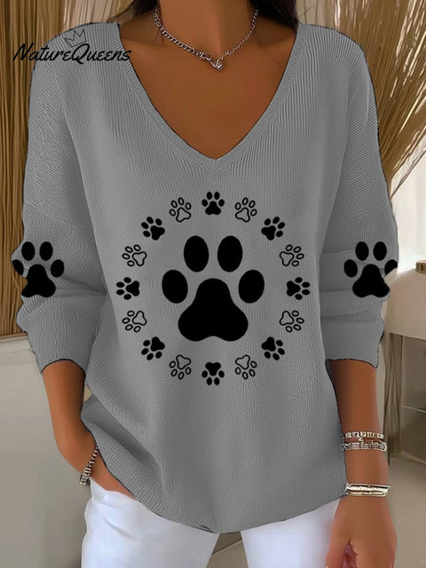 Women's Autumn Animals Print Knitted Sweater
