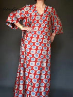 Artistic Polka Dot Print Satin Maxi Dress