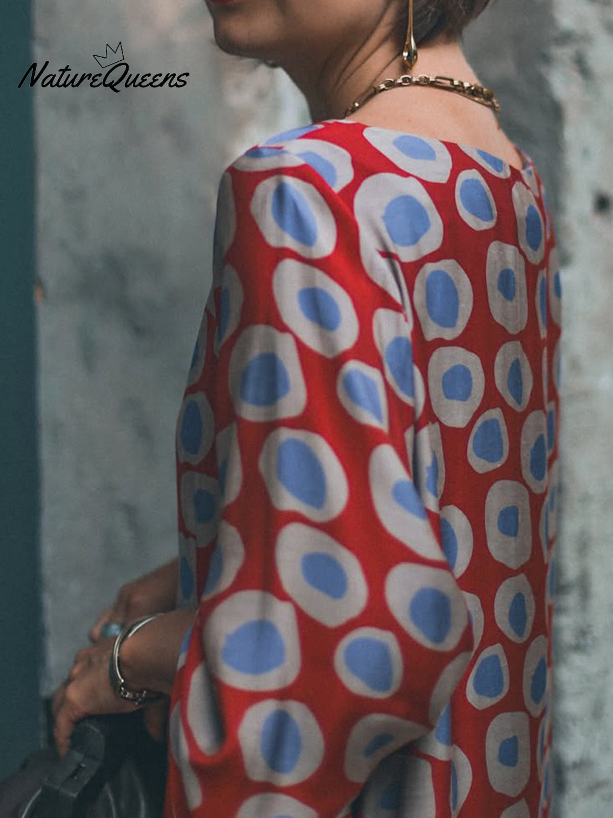 Artistic Polka Dot Print Satin Maxi Dress