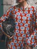 Artistic Polka Dot Print Satin Maxi Dress