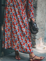Artistic Polka Dot Print Satin Maxi Dress
