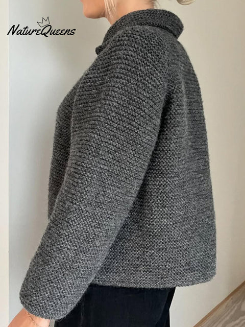 Lapel Button-down Knitted Cardigan Top
