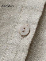 Stand collar 3/4 Sleeve linen shirt