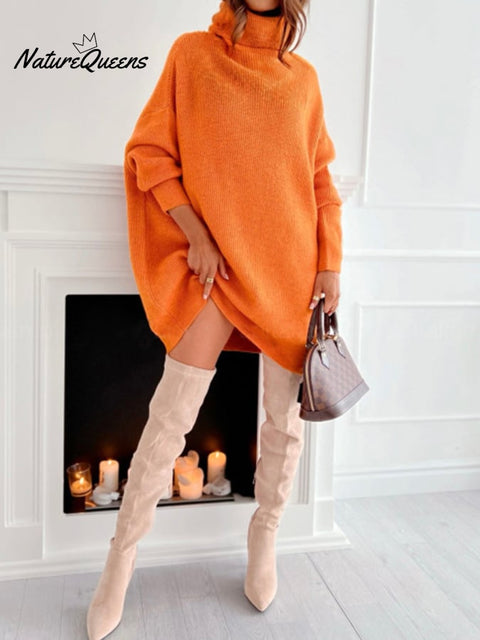 Women'S Orange Turtleneck Sweater