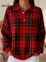 Women's Casual Christmas Plaid Print Sweatshirt