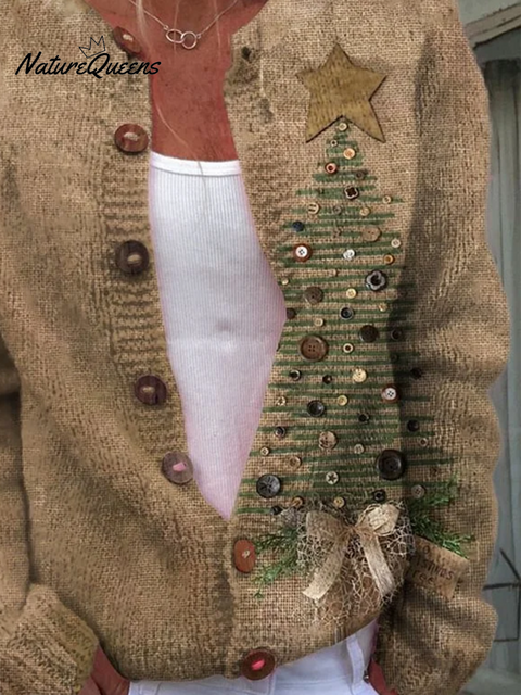 Women Wool/Knitting Floral Long Sleeve Comfy Casual Cardigan