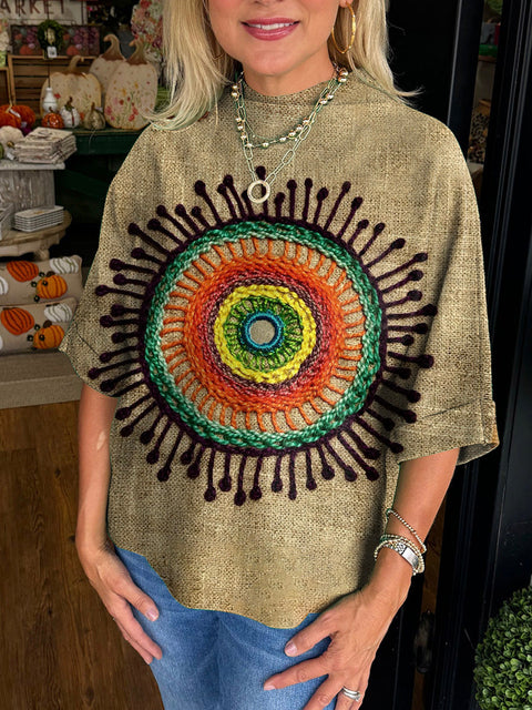 Casual Retro Pattern Top
