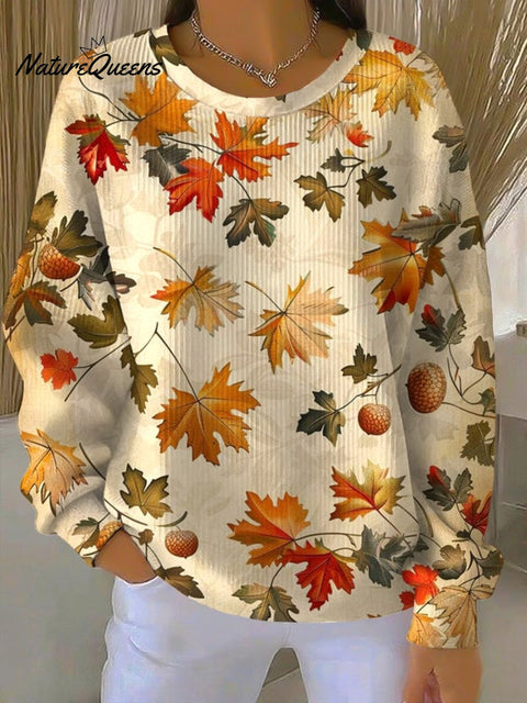 Women's casual autumn leaves sweatshirt