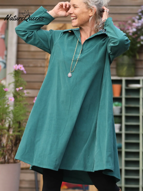 Women's Elegant Solid Color Lapel A-Line Dress