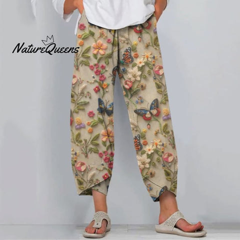 Women Floral Ankle Pants Pant Casual Spring/Fall Trousers