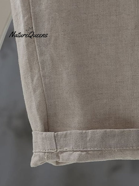 Women's Solid Color Simple Versatile Loose Casual Cotton And Linen Pants