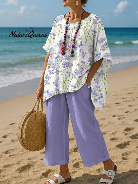 Women's Casual Retro Floral Print Suit