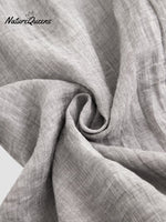 Jfn Cotton & Linen Asymmetric Hem Loose Fit Long Sleeve Shirts Tunic Top