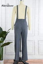 Casual Solid Buckle Square Collar Regular Jumpsuits(5 Colors)