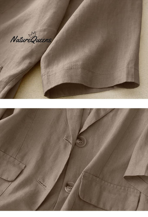 All-match casual button-down cotton linen jacket