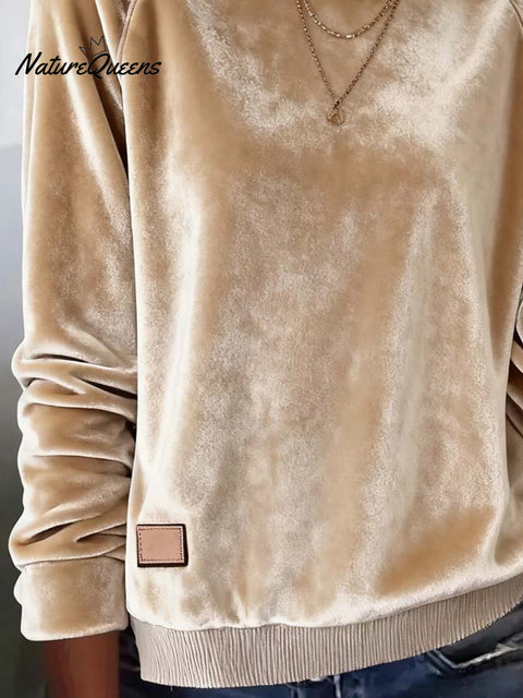 Women'S Casual Loose Velvet Sweatshirt