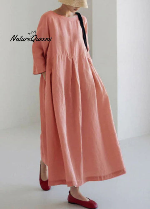 Apricot Cotton Dresses Pockets Patchwork Spring Pink / S(Fit For Eu 38 - 40 Us 6 - 8 Uk/Au 10 - 12