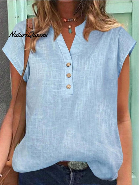 Blue Short Sleeve Plain Top