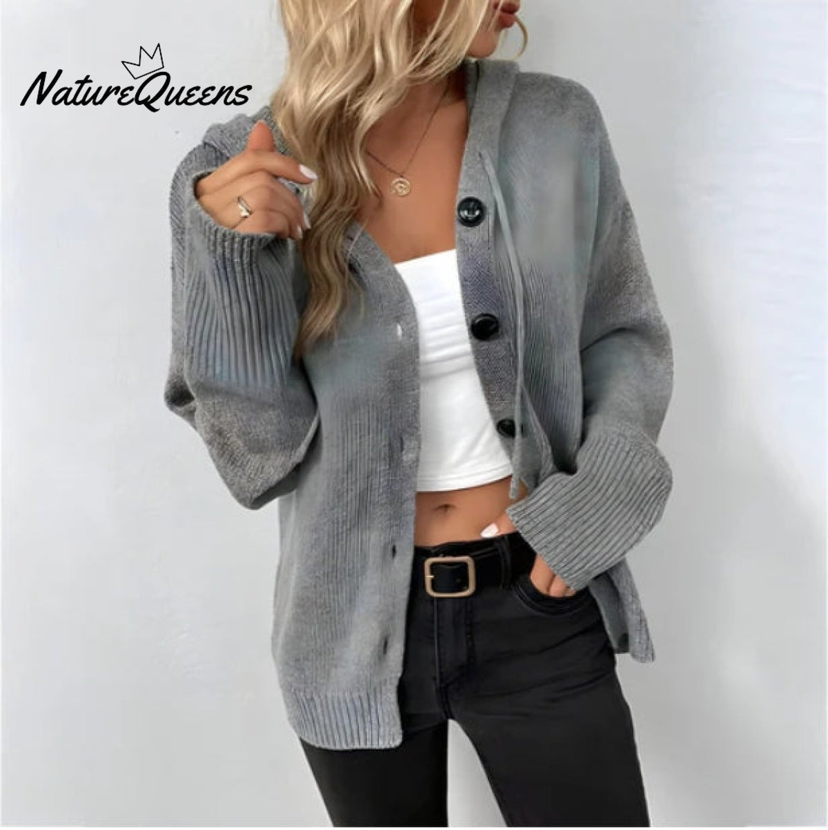 Solid Color V-neck Knitted Cardigan Jacket