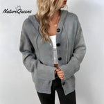 Solid Color V-neck Knitted Cardigan Jacket
