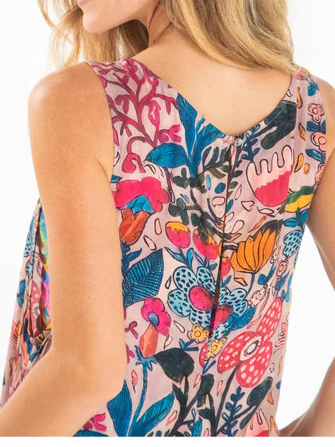 Floral Print Cotton Loose-fitting Jumpsuit