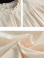 Women Artsy Spring Embroidery Lace 100%Cotton Shirt