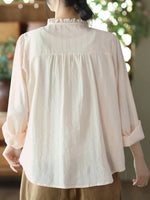 Women Artsy Spring Embroidery Lace 100%Cotton Shirt