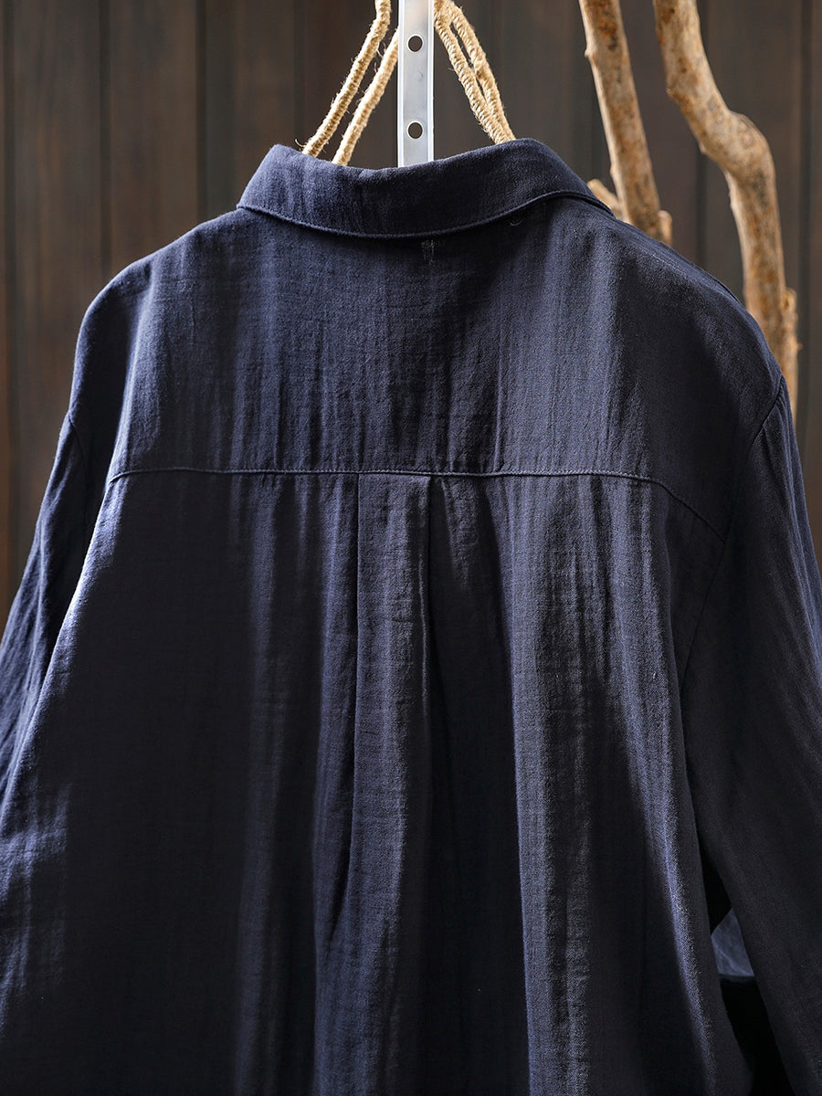 Women Spring Artsy Lace Spliced 100%Cotton Shirt