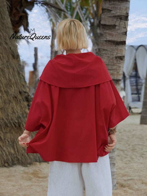 Women's Solid Color Lapel 3/4 Sleeves Casual Pocket Linen Top