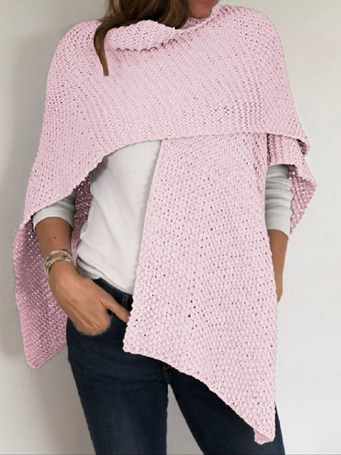 Women's Solid Color 3/4 Sleeve Casual Loose Knit Cardigan