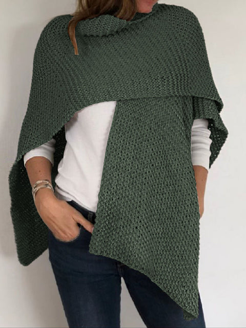 Women's Solid Color 3/4 Sleeve Casual Loose Knit Cardigan
