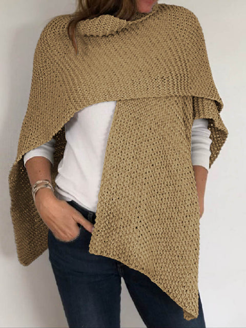 Women's Solid Color 3/4 Sleeve Casual Loose Knit Cardigan