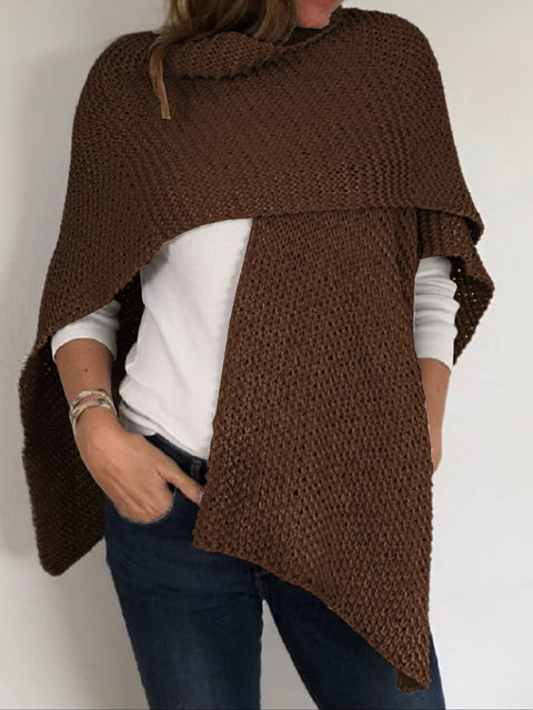 Women's Solid Color 3/4 Sleeve Casual Loose Knit Cardigan