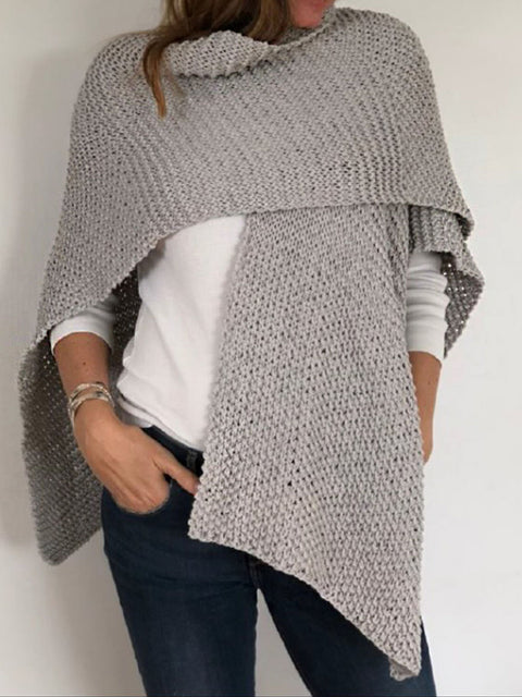 Women's Solid Color 3/4 Sleeve Casual Loose Knit Cardigan