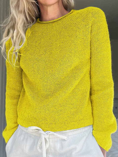 Women's Solid Color Crew Neck Long Sleeve Casual Loose Sweater